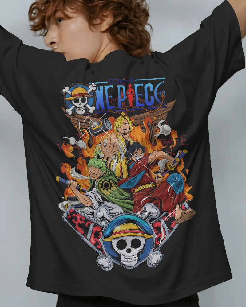 OTAKU – Straw Hat Warriors (Black) Oversized Tee
